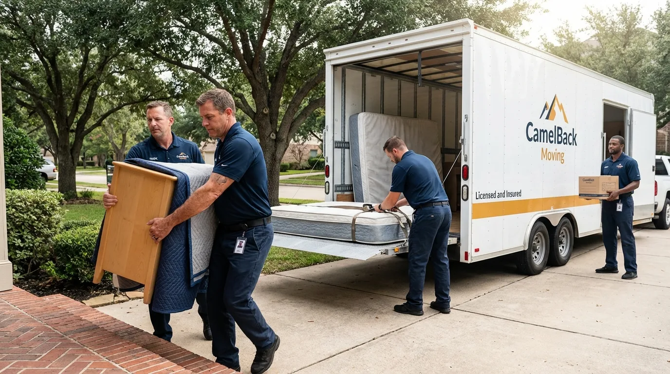 Crew loading residential truck for cross-state move from Eufaula, OK