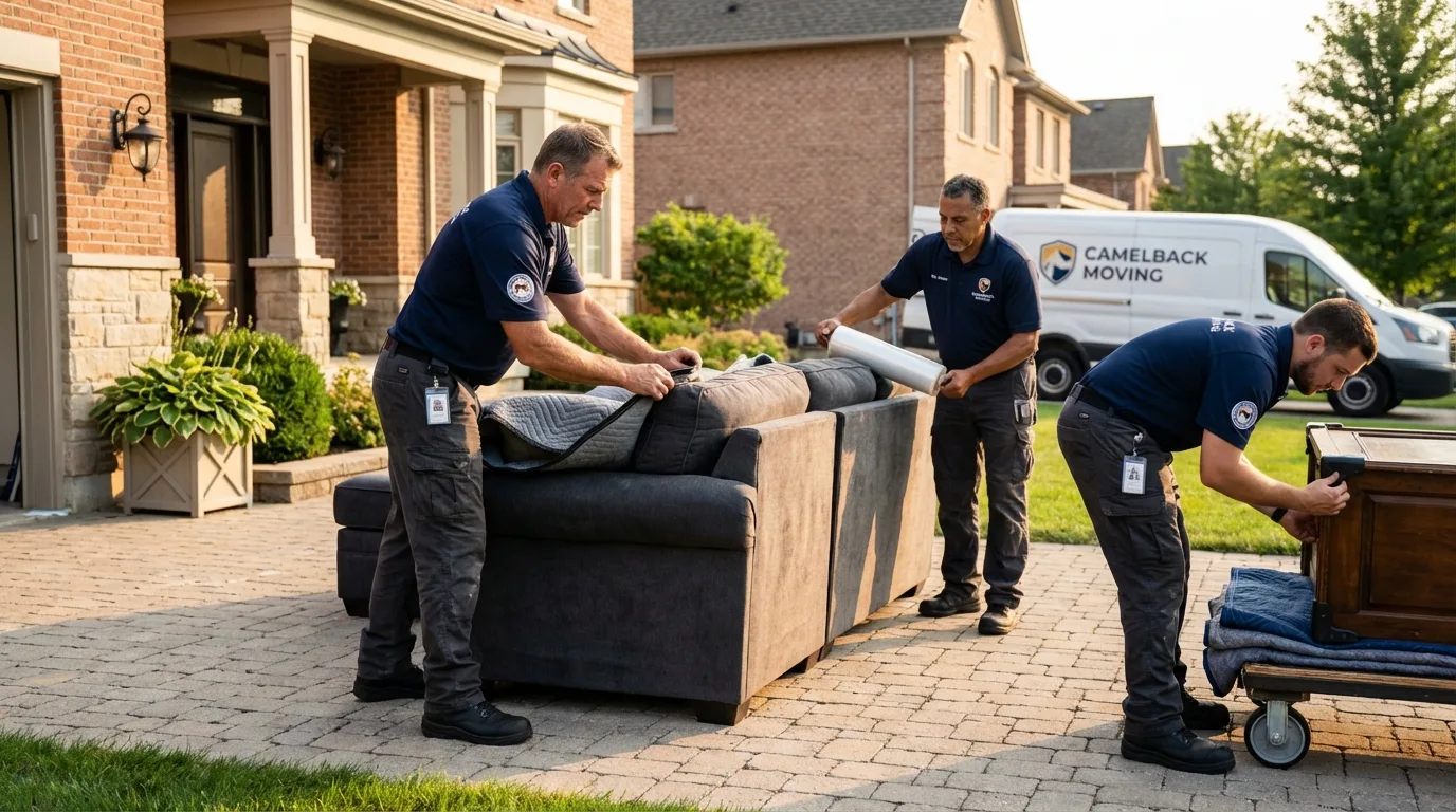 Large estate moving crew wrapping furniture in Eufaula, OK