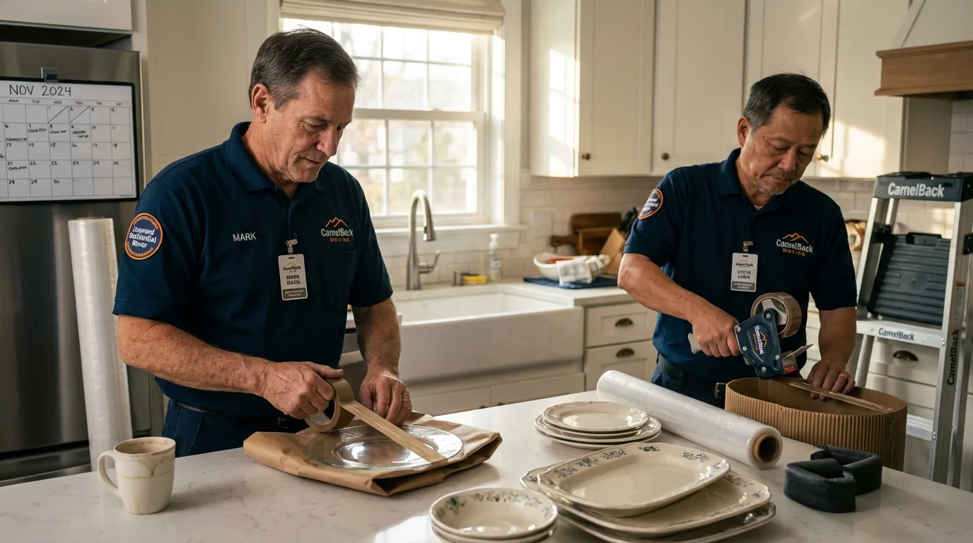 Professional crew packing kitchen dishware in Eufaula, OK
